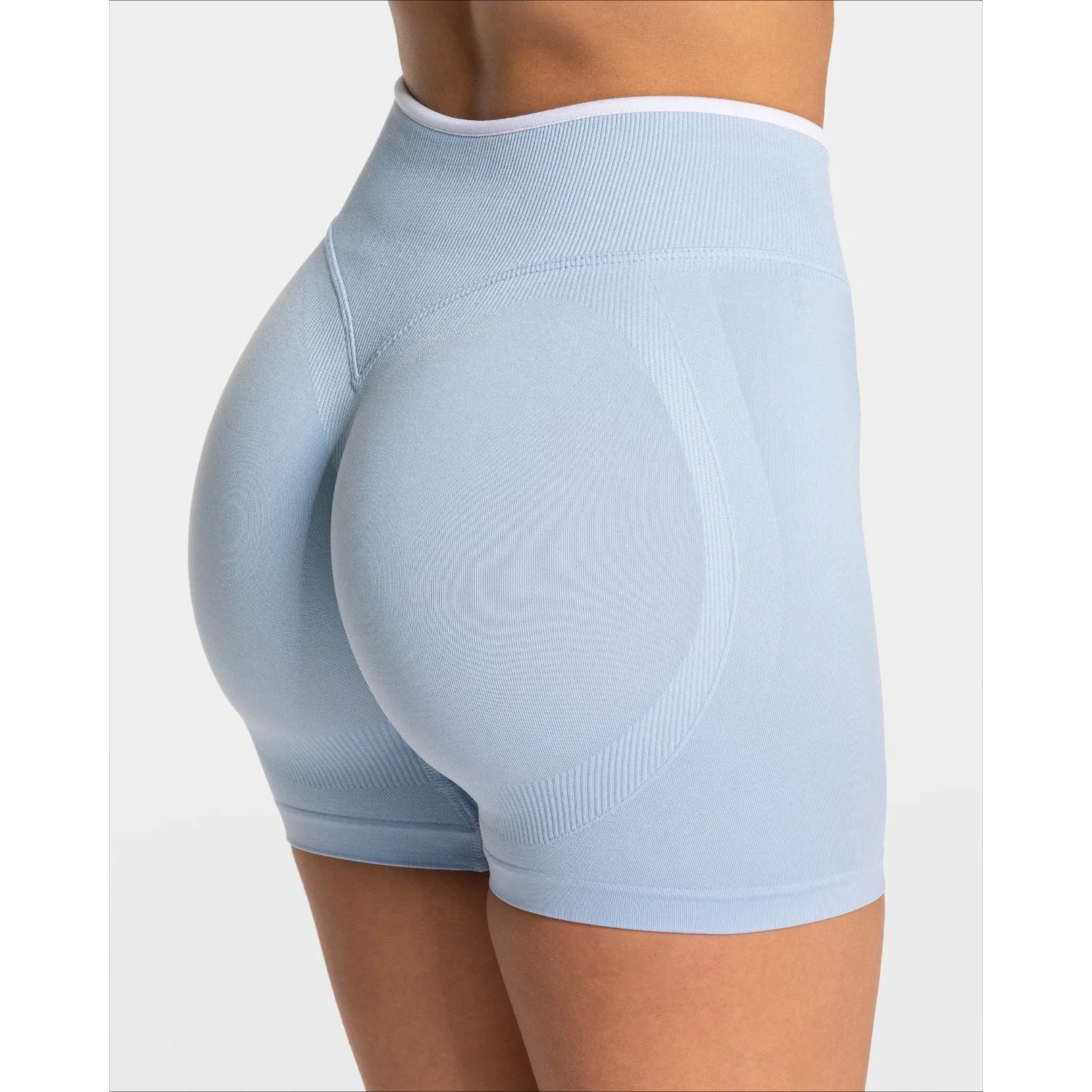 Women's Seamless Gym Solid Color Sports Shorts White Waist Tight High Waist Hip Lifting Yoga Pants Running Sports Shorts