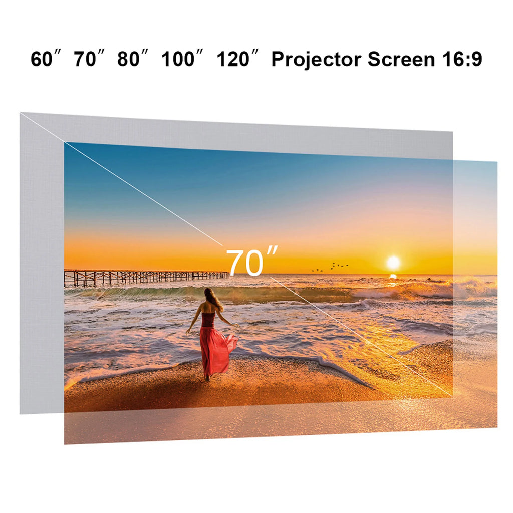 Portable Projector Screen Simple Curtain Anti-Light 60/70/80/100/120 Inches Projection Screens for Home Outdoor Office Projector