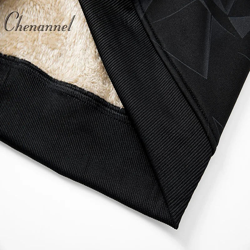 Autumn and Winter New Lamb Fleece Coat Men's Trendy  Print with Thick Fleece Hoodie Jacket Hoodie