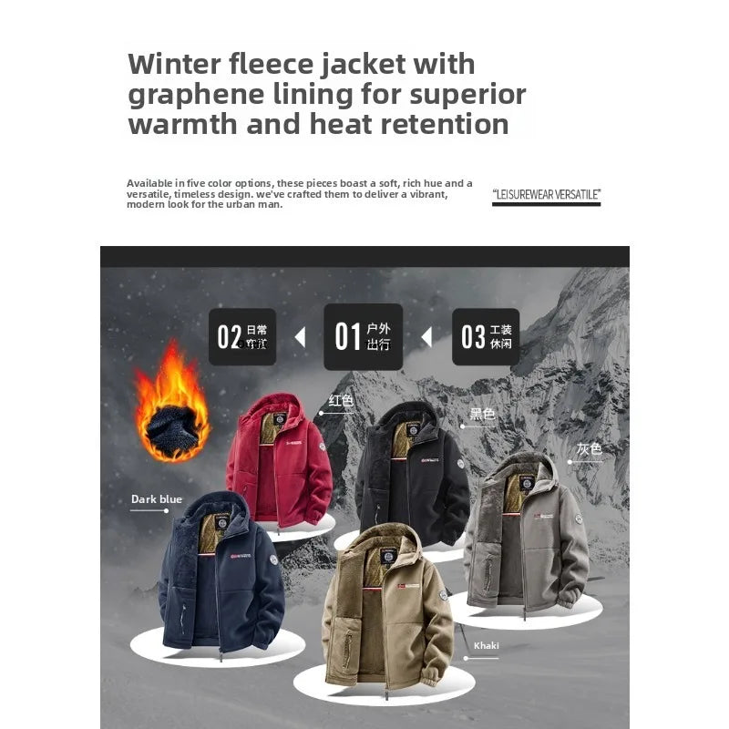 Winter New Fashion Trend Retro Sports Thick Warm Lamb Wool Jacket Men's Casual Loose Comfortable High-Quality Plus Size Jacket