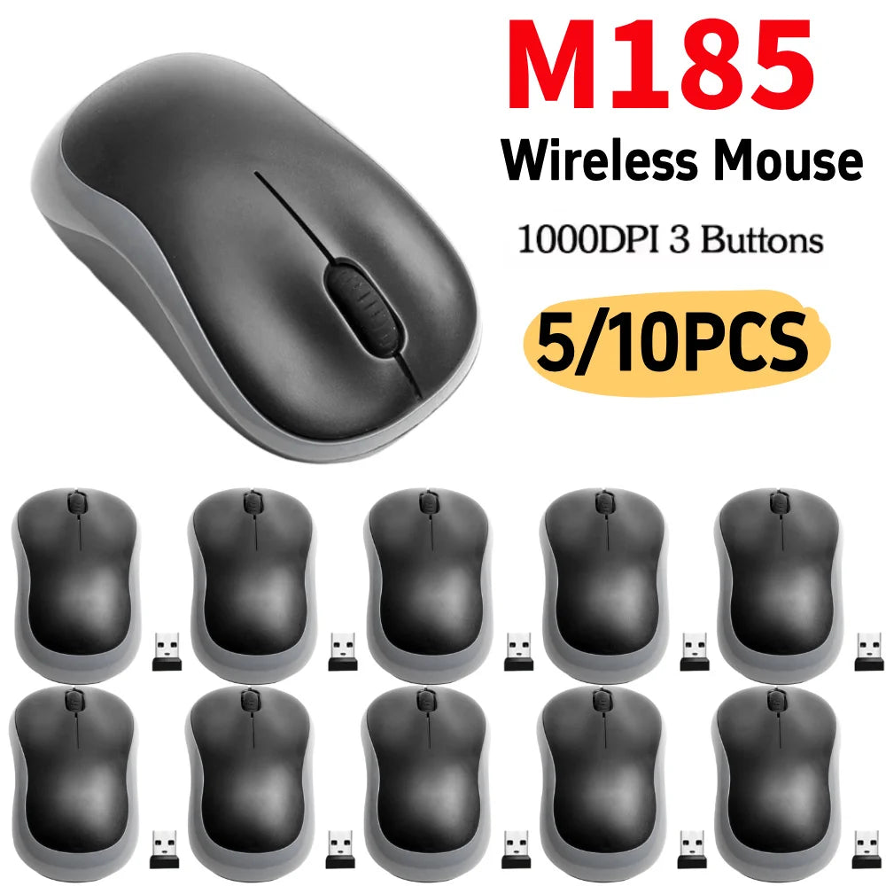 5/10pcs M185 2.4 GHz Wireless Mouse 1000DPI 3 Buttons Optical Mice Silent Gaming Optical Navigation Mice