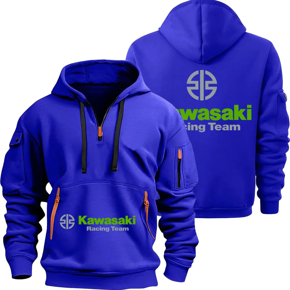 Kawasaki Motorcycle Racing Team Men Half Zipper Hoodie Spring Autumn Male Sweatshirt 2025 New Fashion Pullover Clothes Tops