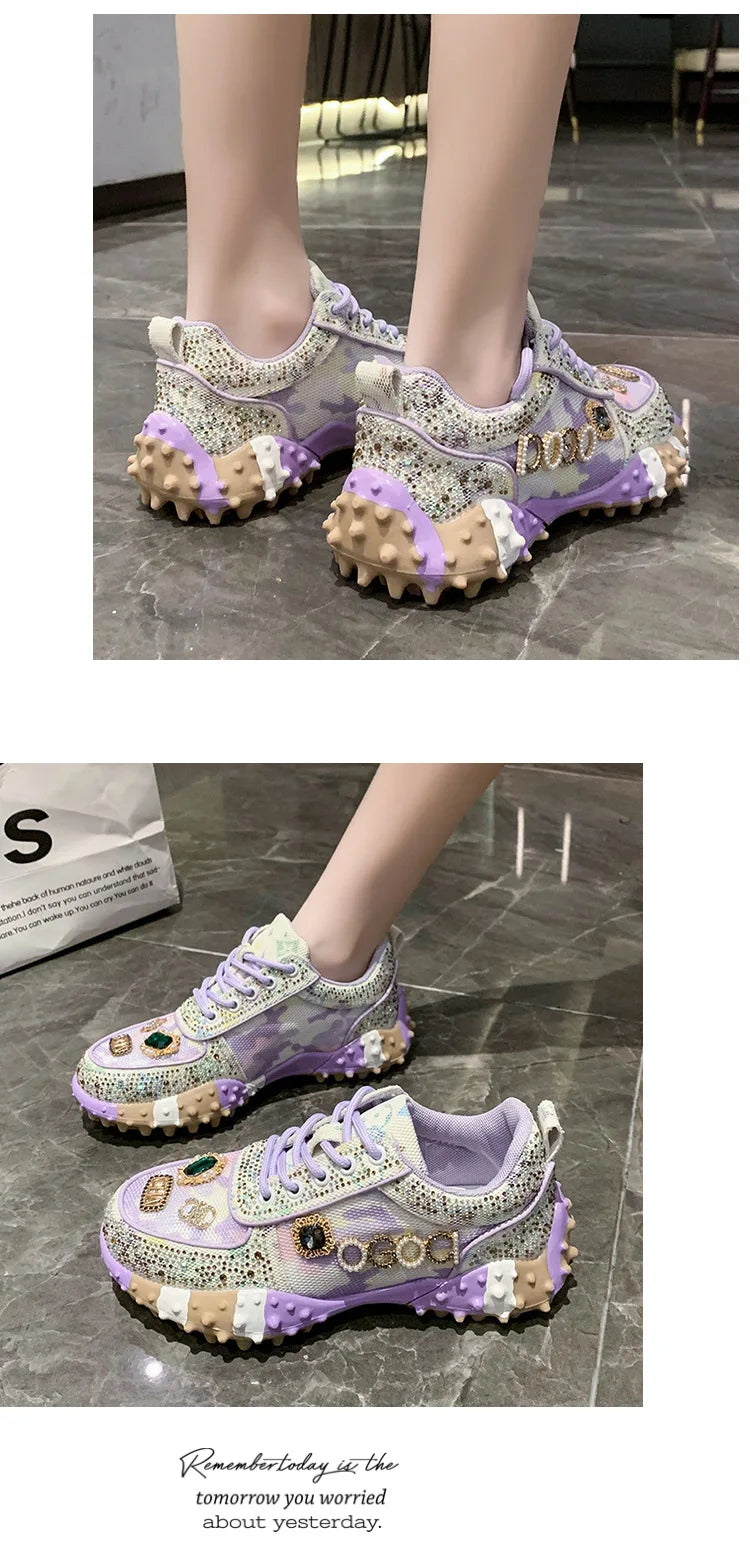 2025 Women Shoes New Rhinestone Women Sneakser Diamond Breathable Casual Designer Sneakers for Women Tenis Shose