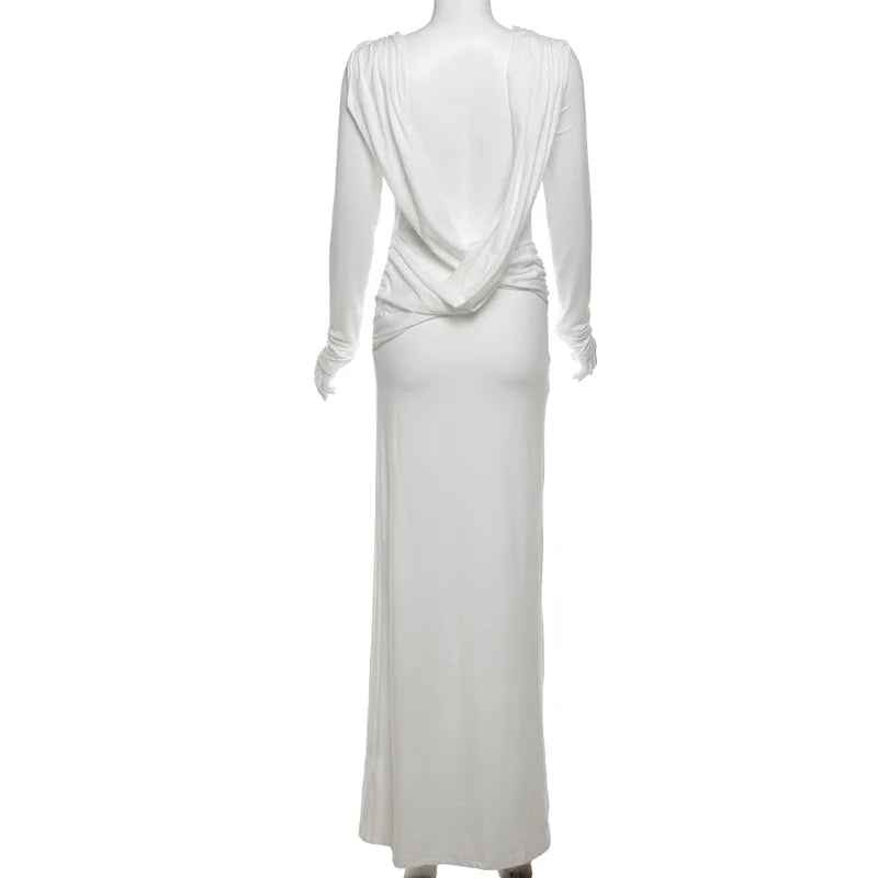 Women's Clothing 2025 Autumn New Style High-end Temperament Sexy Backless Dress Long Skirt Slim Fit Long Sleeved Dress