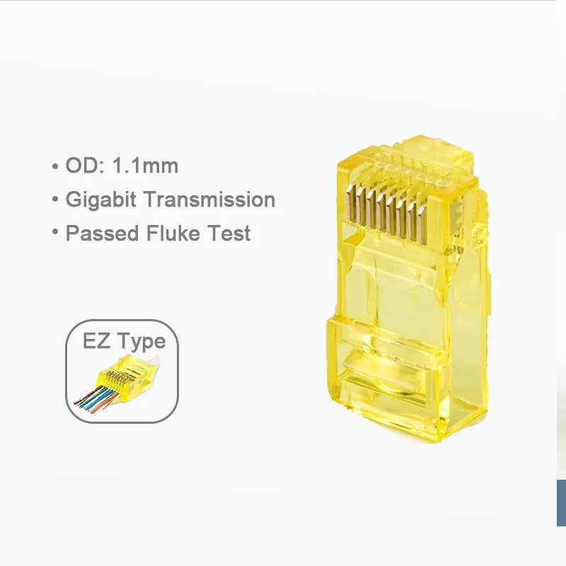 Linkwylan RJ45 Cat6 Pass Through Connectors Assorted Colors EZ to Crimp Modular Plug for Solid or Stranded UTP Network Cable