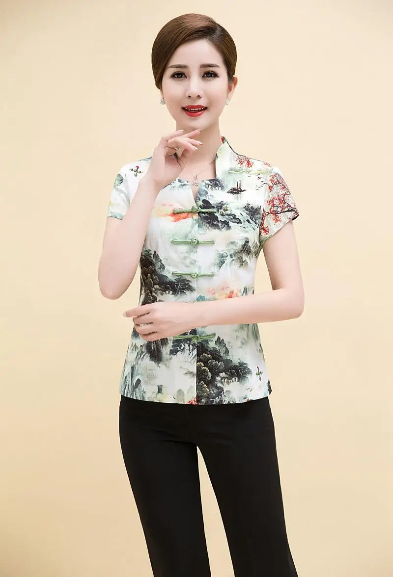 Traditional Chinese Clothing for Women Clothes Qipao Tops Cheongsam Hanfu Ethnic Style Vintage Casual Streetwear Summer