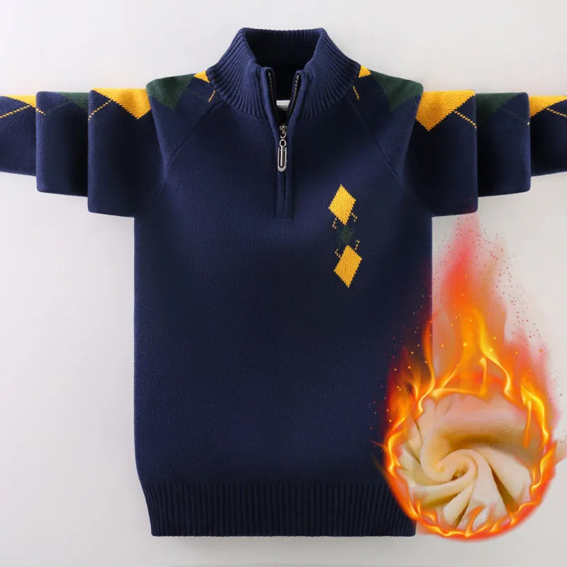 Kids Boys Sweater 2024 Autumn Winter Knitted Cotton Toddler Clothing Children Cardigan Sweater For Age 5-15 Years Outerwear Coat