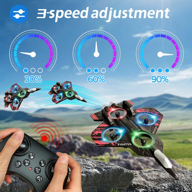 L101 RC Foam Airplane 2.4G RC Fighter Stunt Tumbling Helicopter with LED Colored Lights Airplane Model Toy