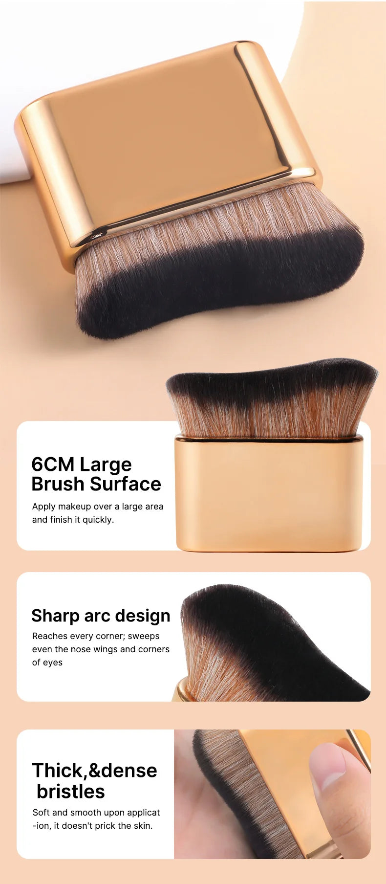 Makeup Brush for Contouring Tanning Liquid Foundation Cream Blush Soft Bristle Multi-purpose Makeup Tool for Days