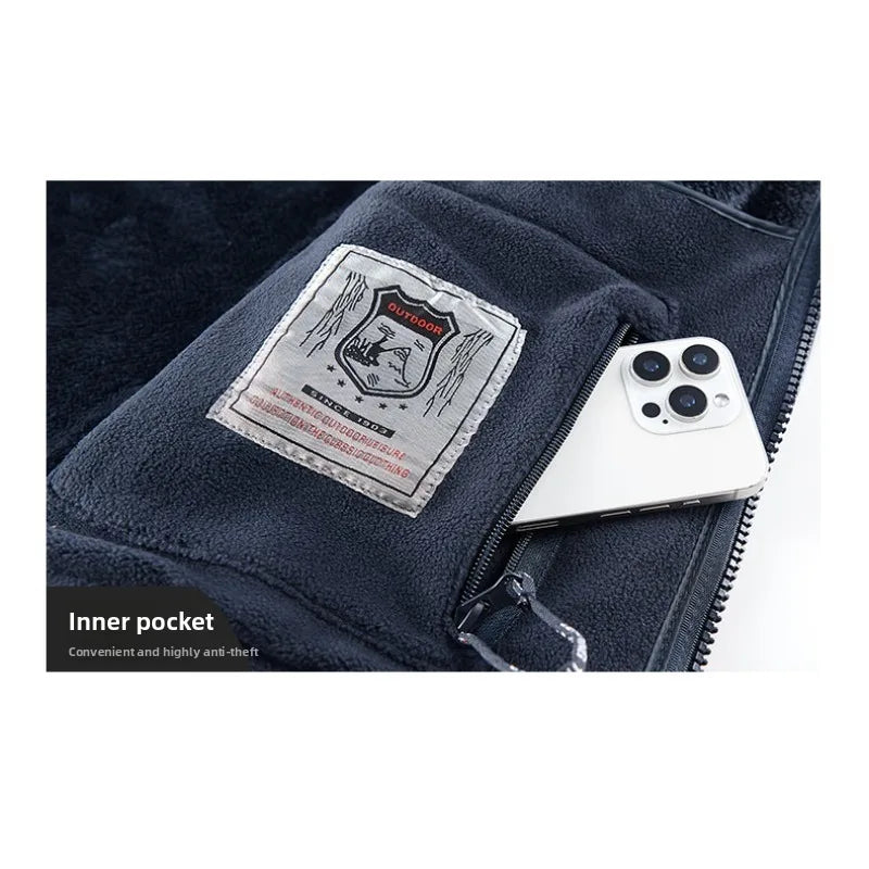 Winter New Fashion Trend Retro Sports Thick Warm Lamb Wool Jacket Men's Casual Loose Comfortable High-Quality Plus Size Jacket