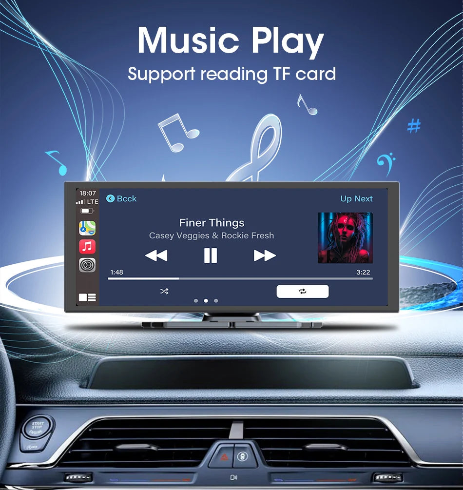 Develuck NEW 11.26 inch 4K DVR Wireless CarPlay and Android Auto Portable Dash Cam Car Screen Video Recorder 5G WIFI Navigation