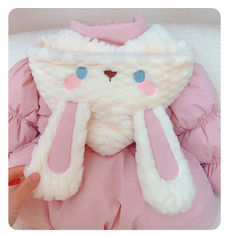 Winter clothing, children's fashionable cotton jacket with plush and thick cotton clothing, baby and girl's cotton clothing