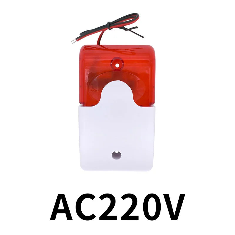 HH-103 Mini strobe siren indicator light sound alarm lamp flashing light wired red 12V 24V 220V 110DB