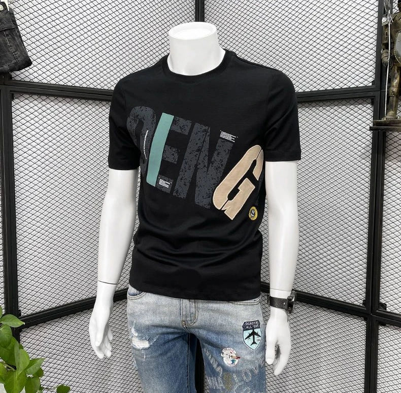Clothing T Shirt For Men Wholesale Alphabet Man Tee Shirts Graphic Cotton Slim Fit Watercolor Streetwear Kpop Music Xl S Top