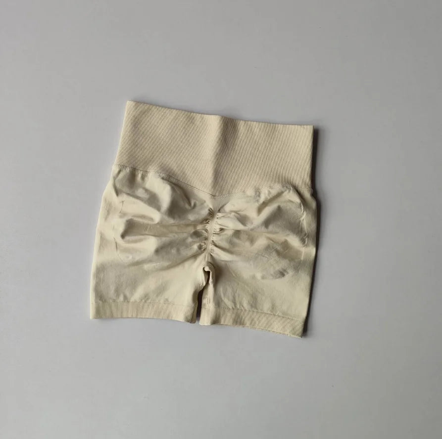 Yoga Shorts Peach Hot Girls Three-Cross Pants High Waist Knitted Pressure Running Sport Elastic Belly Lifting Butt Tight Pants