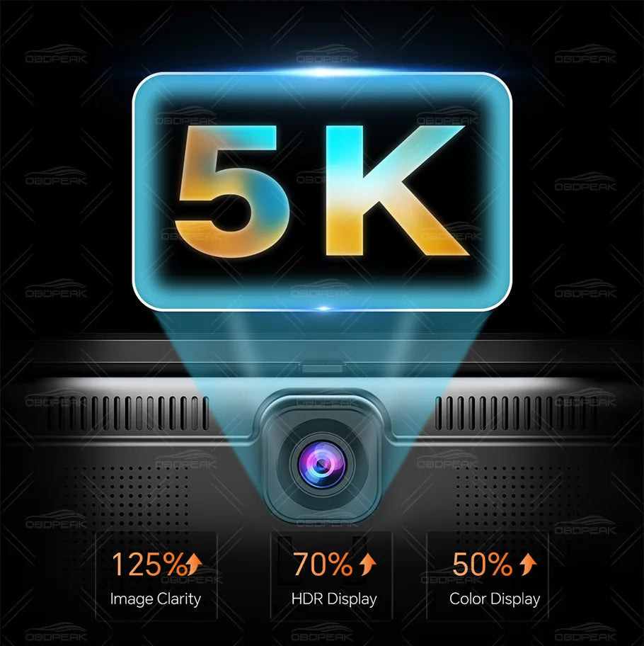 OBDPEAK K8 Pro Front 5K Rear 1080P Dash Cam Camera 11.3" Touch Ai Screen Carplay & Android Auto GPS Navigation Night Vision DVR