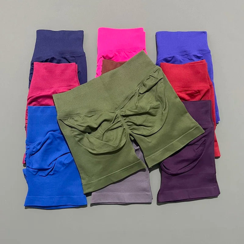 HISTELLO Impact Shorts 4.5" Women Fitness Sports Biker Shorts Low Waist Gym Short Workout Scrunch Butt Yoga Seamless Leggings