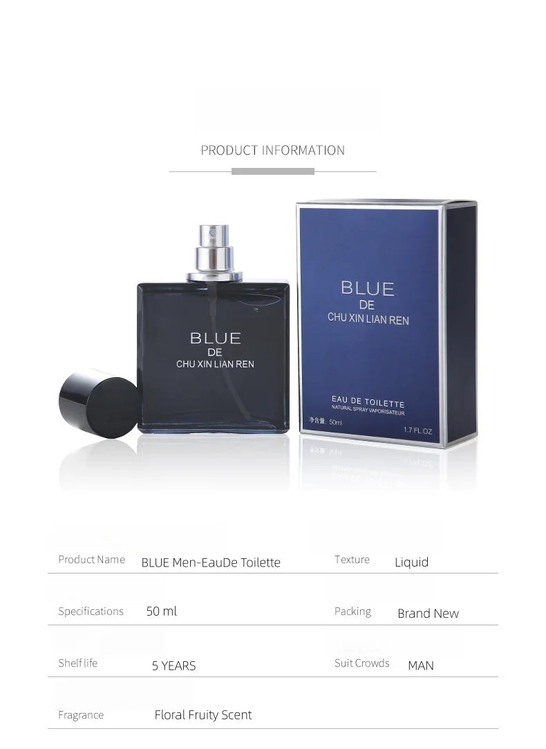 Blue Men's Perfume Woody Floral Lasting Fragrance Eau De Parfum Classic Homme Parfums Flirting Pheromone Cologne Gentlemen Spray