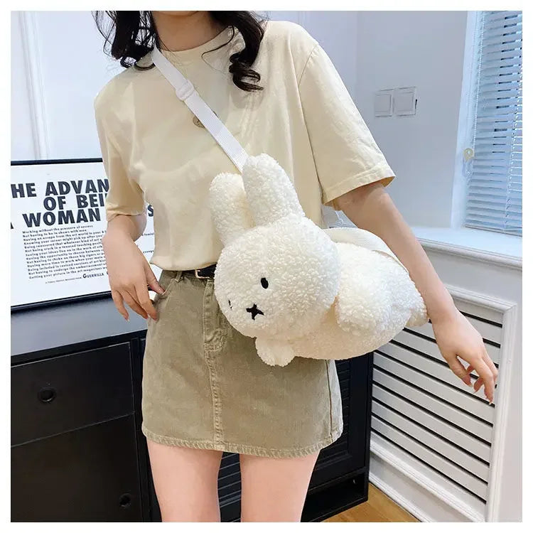 Kawaii Miffy Rabbit plush bag Doll Tote cartoon cute One shoulder Crossbody storage bag Birthday toy Christmas gift
