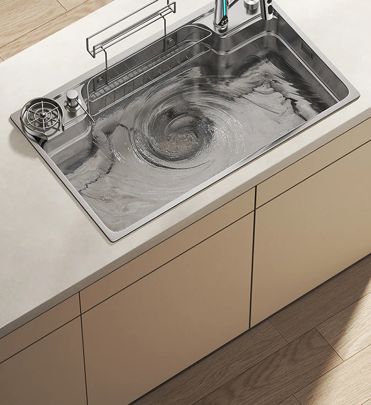 Household Sink, Made Of 304 Stainless Steel, With A Large Single Sink And Integrated Molding