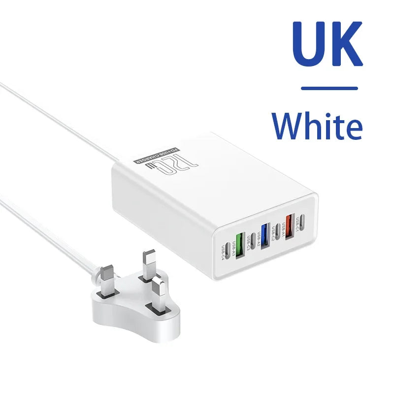 Xiaomi 120W Desktop Phone Charger Adapter Power Multiports USB Type-C Fast Charging EU/US/UK Plug For iPhone Xiaomi Huawei Plug