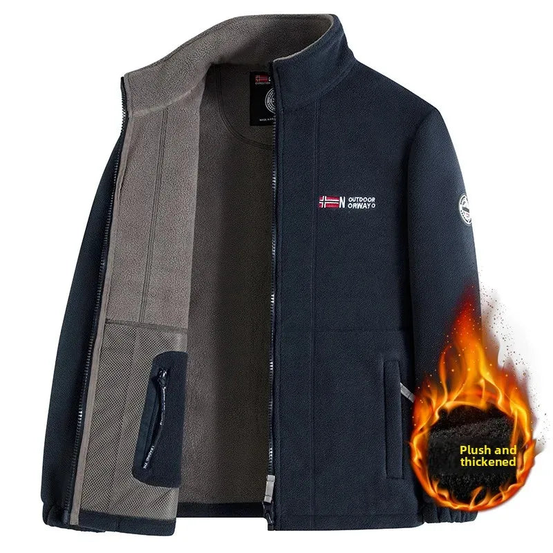 High Quality Thickened Fleece Lined Hat Jacket Embroidered Cotton Jacket Warmth Retention Outerwear for Men Summer Thin