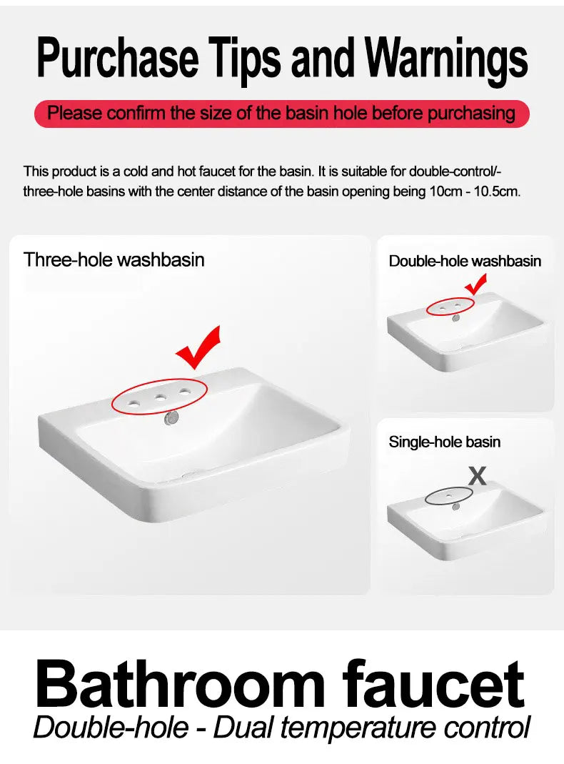 Household Bathroom Basin Faucet, with Dual Control for Hot and Cold Water, Made of High-quality Copper or Alloy Material