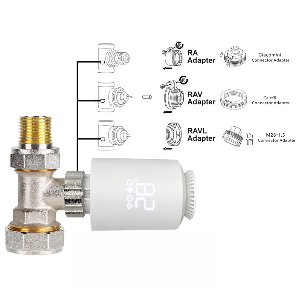 Tuya Zigbee 3.0 Thermostatic Valve Radiator Actuator Valve Zigbee Thermostatic Radiator Valve Head Temperature Controller Alexa