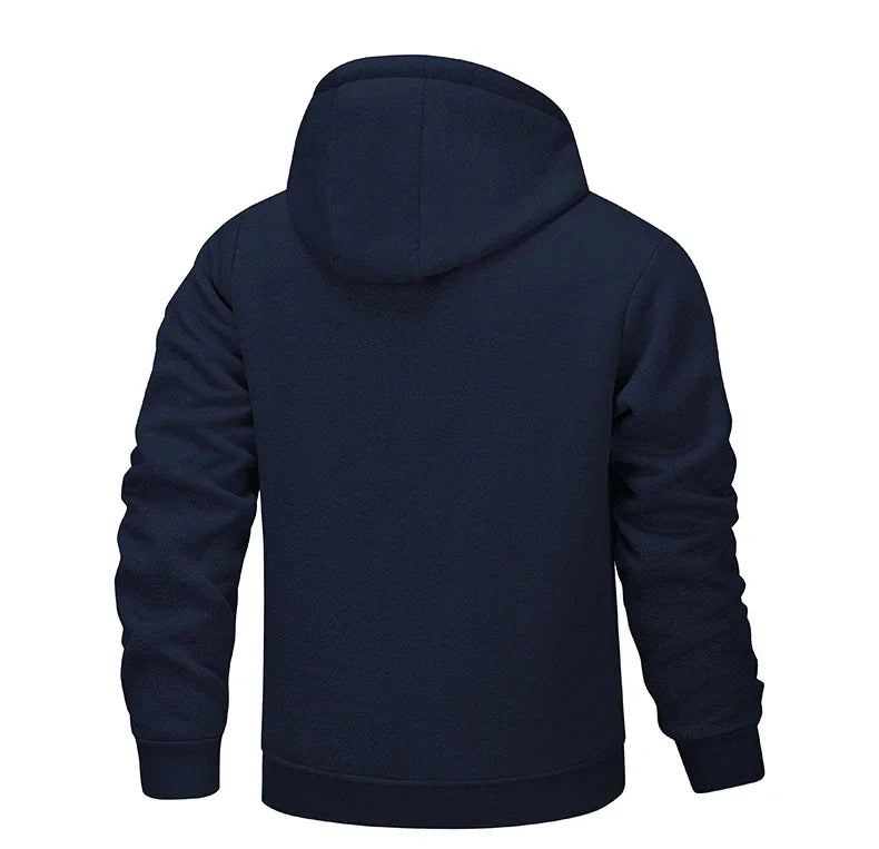 Winter Lambswool Zipper Hoodies Thicken Warm Jacket Men Long Sleeve Sweatshirts Casual Sports Fleece Coats Hooded Man Jackets