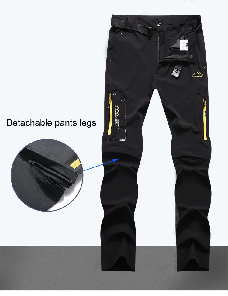 TRVLWEGO Men's Camping Hiking Pants Trekking High Stretch Summer Thin Waterproof Quick Dry UV-Proof Outdoor Travel Trousers