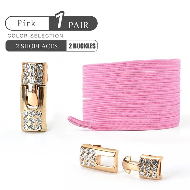 No Tie Shoe Laces Diamond Buckle Elastic Laces Shoelaces Sneaker Kids Adult Shoelace Suitable For Sports Casual Shoes Boots