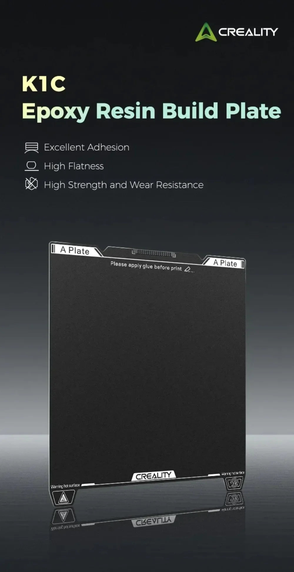 Original Creality Epoxy Resin Build Plate 235X235mm Excellent Adhesion High Flatness Strength for K1C or K1 SE 3D Printer Parts