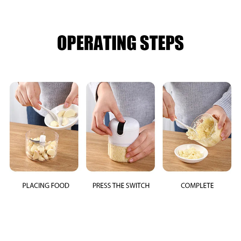 Electric Garlic Masher USB Rechargeable Meat Grinder Portable Vegetable Chopper Food Processors Home Kitchen Garlic Fruit Mincer