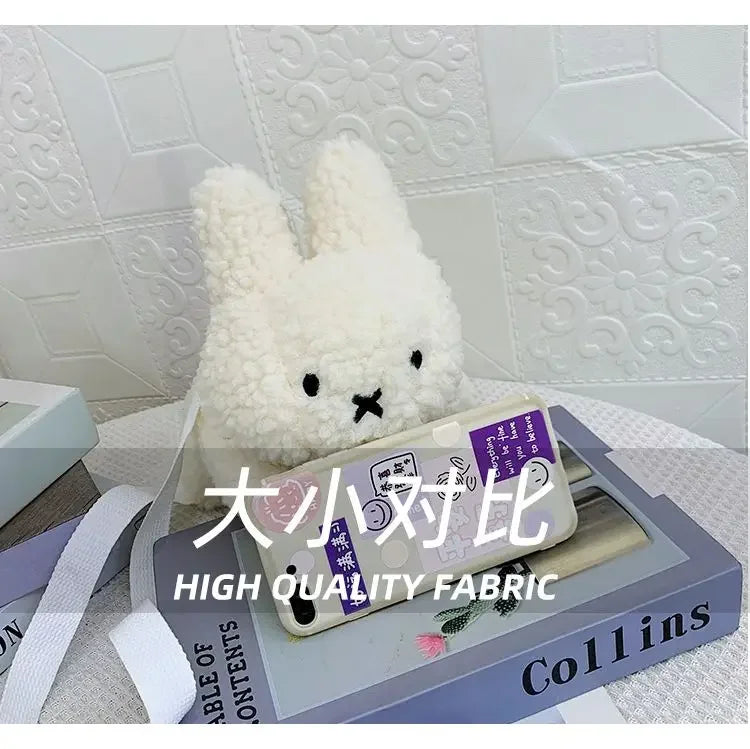 Kawaii Miffy Rabbit plush bag Doll Tote cartoon cute One shoulder Crossbody storage bag Birthday toy Christmas gift
