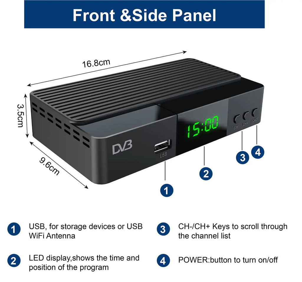 JN812 H.265 TDT DVB-T2 C Digital Terrestrial TV Receiver HD DVB-T2 FTA Set Top Box EPG USB PVR TV Tuner for HD/Old TV