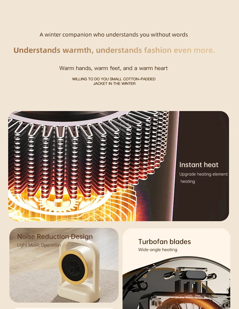 Desktop Heater Electric Heater Hot Air Blower Portable Heater Mini Energy Saving for Office Room Dormitory Home Appliance Warmer