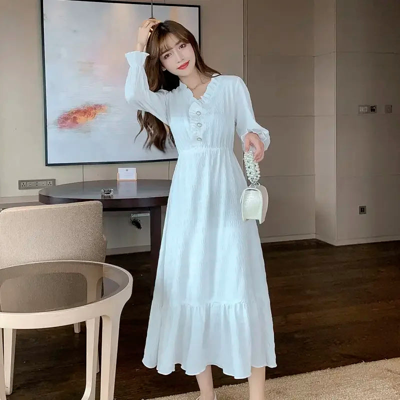 Clothing Holiday Female Dresses 2025 Beach Women's Dress Midi Long Sleeve X New Features of Cotton Summer Luxury Loose Trendy Xl