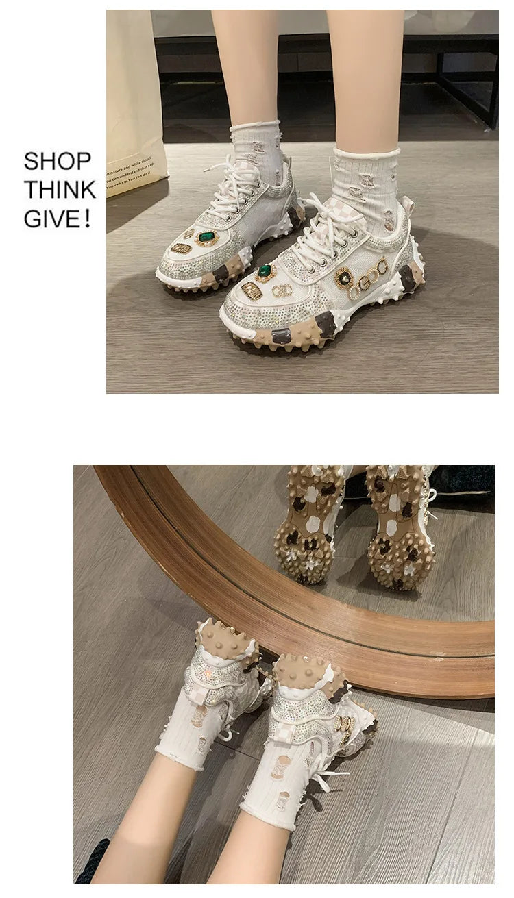 2025 Women Shoes New Rhinestone Women Sneakser Diamond Breathable Casual Designer Sneakers for Women Tenis Shose