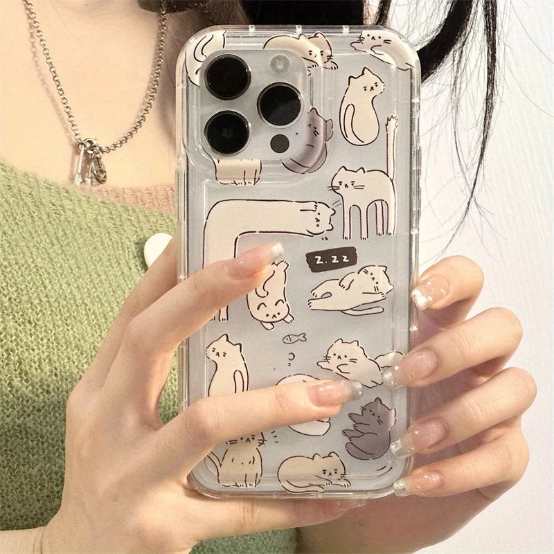 Cartoon Cat Graphic Soft Phone Case For Xiaomi Redmi Note 13 12 Pro Plus 5G 12S 11S 12S 11S 10S Redmi 12 13C 4G Shockproof Cover
