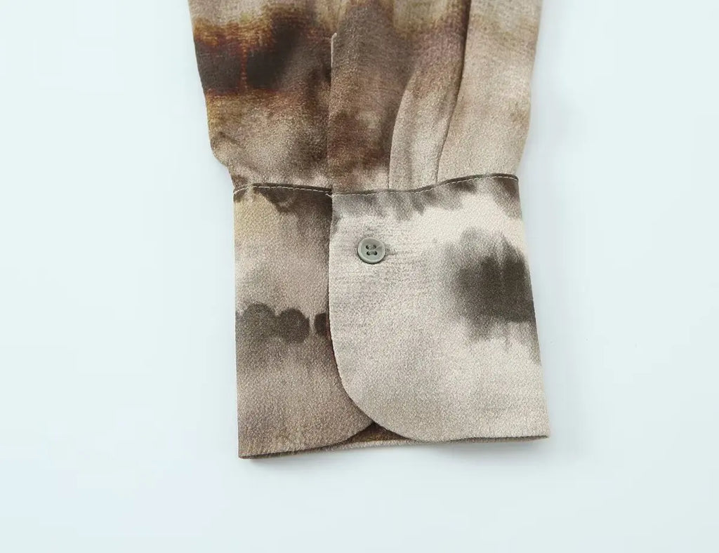 Women's clothing 2025 new fashion casual suits women's clothing European and American style tie-dye printed shirt straight pants