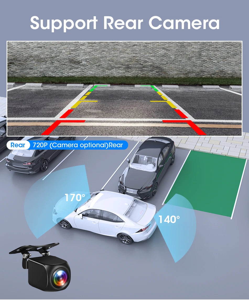 Vtopek 8.1 Inch 2.5K Dash Cam Wireless Carplay Android Auto Car DVR WiFi GPS Navigation Rearview Camera Dashboard Video Recorder