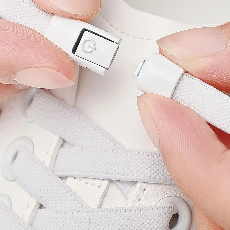 No Tie Shoe Laces Press Lock Shoelaces Without Ties Elastic Laces Locking Without Detachment 8mm Widened Flat Shoelace for Shoes