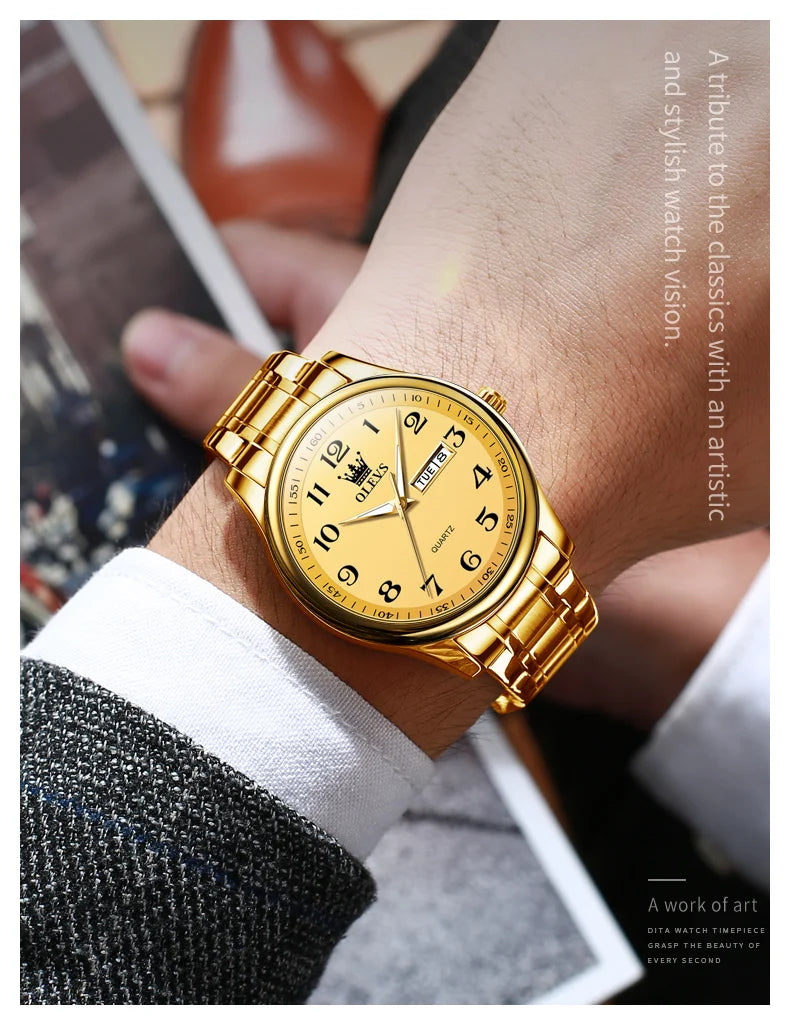 OLEVS 5567 Couple Watches Waterproof Luminous Wristwatch for Lover Date Men‘s and Women's Wristwatch Simple Fashion