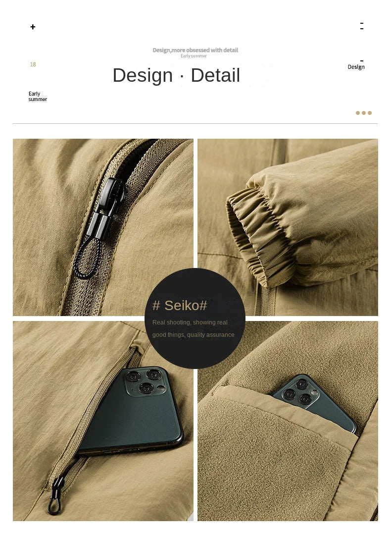 Jeep Spirit Men's Jacket for Spring and Autumn Leisure Stand Collar Fashion Warm Windproof Solid Color Coat