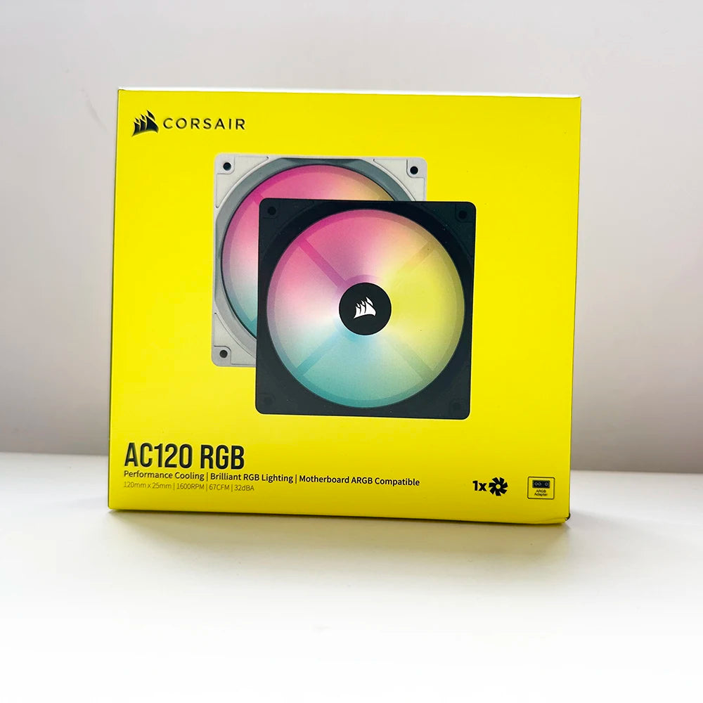 CORSIR AC120 RGB Fan Heat Sink High Air Flow Pressure/5V RGB High Performance/8 LED Lights 120MM Black/White