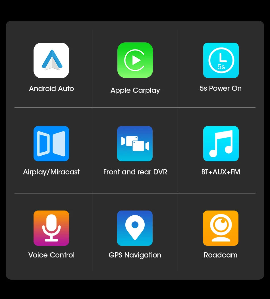 10/11.26 Inch 4K DVR Wireless CarPlay & Android Auto Dash Cam Bluetooth Audio GPS Navigation Dashboard Dual Lens Video Recorder