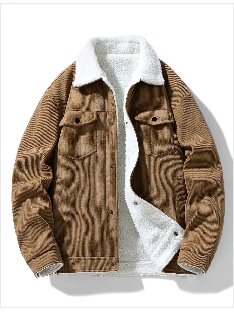 Men's Jackets and Coats Fashion Warm Corduroy Thick Coats 2024 Winter Fashion Men's Coats Down Jackets Men's Cotton Clothing