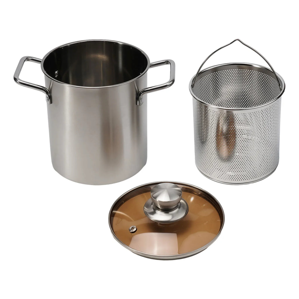 1Pc Silver Stainless Steel Frying Pot With Basket Multipurpose Deep Frying Pot Milk Pot Soup Pot Kitchen Supplies Cooker