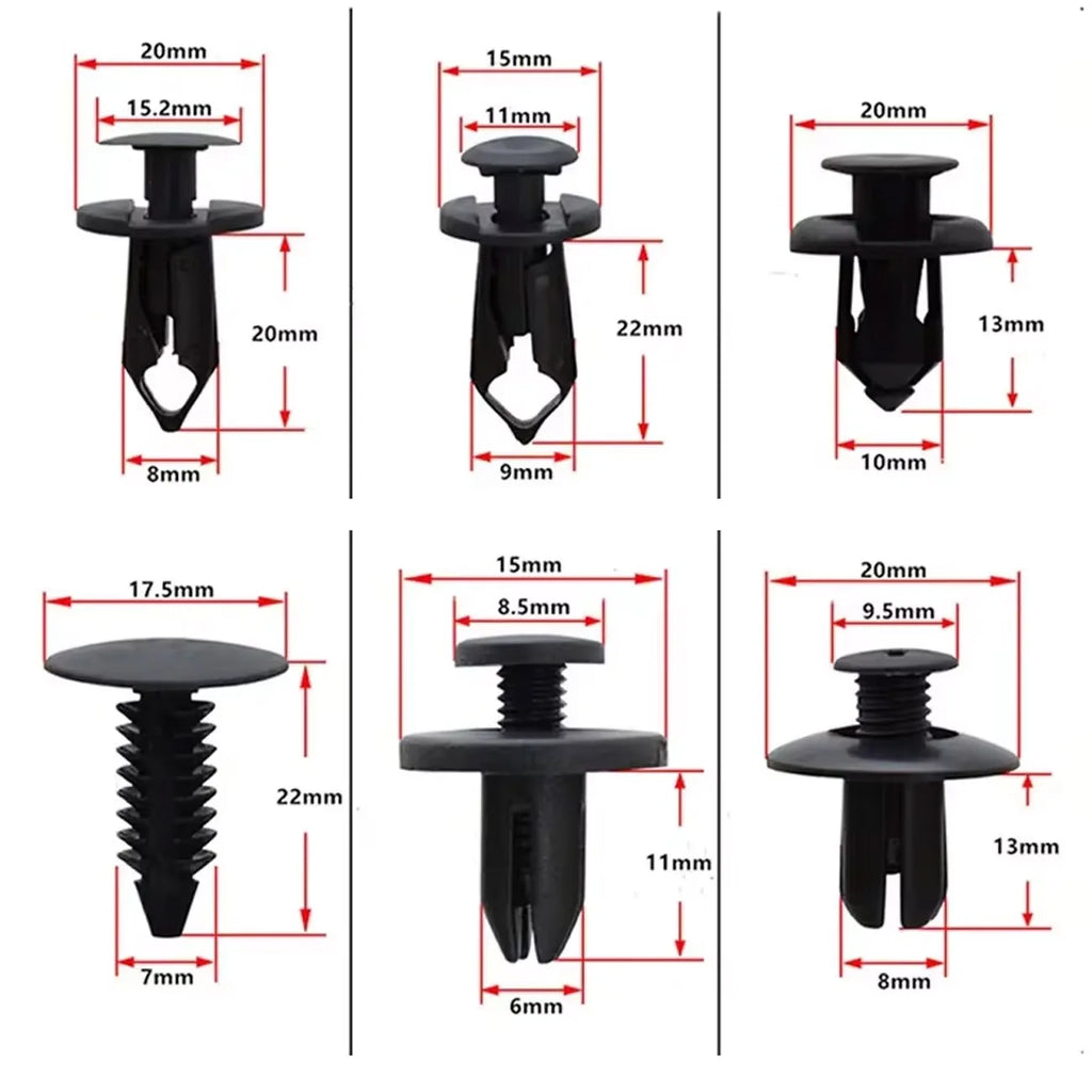 Car Retainer Clips Plastic Fasteners Kit 6 Size Auto Push Pin Rivets Set Body Bumper Push Rivet Clips ﻿