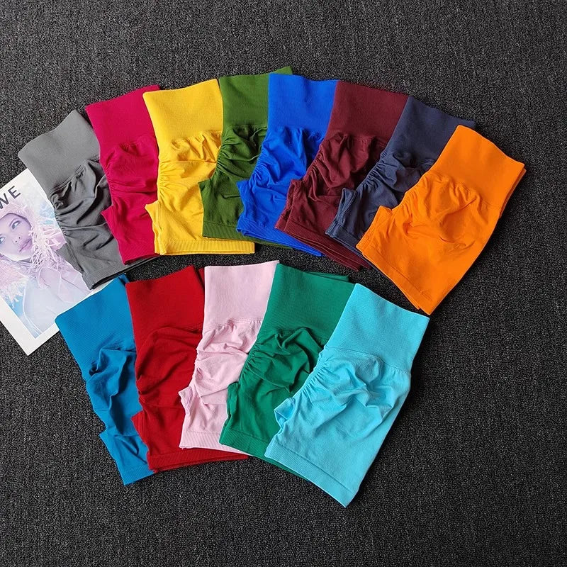 Yoga Shorts Peach Hot Girls Three-Cross Pants High Waist Knitted Pressure Running Sport Elastic Belly Lifting Butt Tight Pants